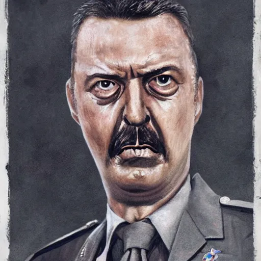 Prompt: Portrait of Igor Ivanovich Strelkov while he is calling for war total mobilization, photo-realistic, color image, 2K, highly detailed, bodyhorror by H.R.Giger