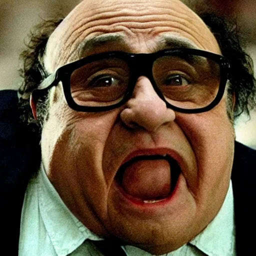 Image similar to A movie still of Danny Devito in The Dark Knight