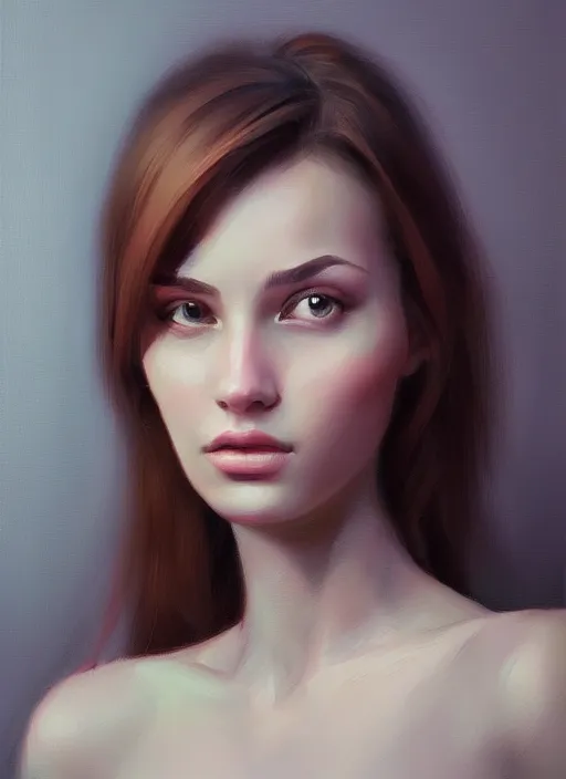 Image similar to portrait of a gorgeous young woman in the style of stefan kostic, artstation, concept art, realistic photo, sharp focus