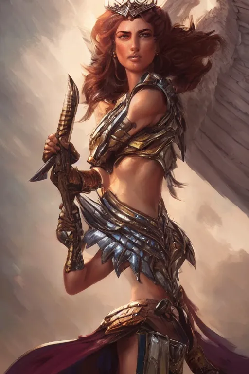 Image similar to amazon valkyrie athena, d & d, fantasy, portrait, highly detailed, headshot, digital painting, trending on artstation, concept art, sharp focus, illustration, art by artgerm and greg rutkowski and magali villeneuve