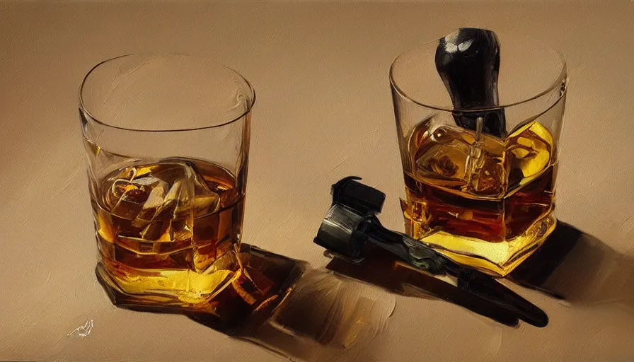 Image similar to whisky and clocks, oil painting by jama jurabaev, brush hard, artstation, high quality, brush stroke