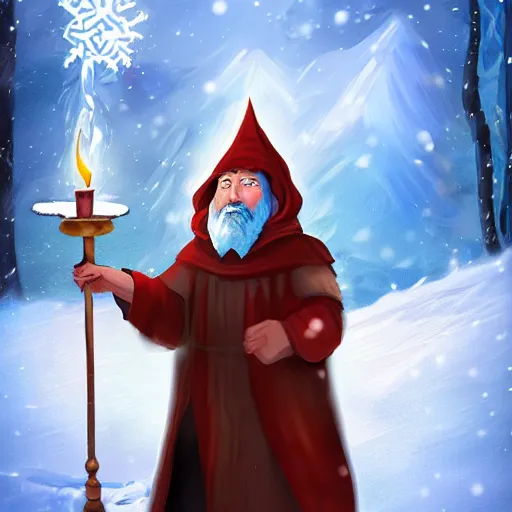 Prompt: A wizard casting a spell of ice and snow, digital art