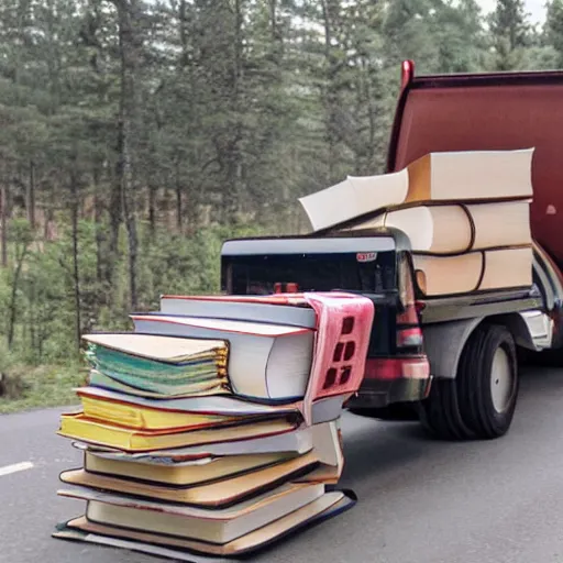 Image similar to a truck hauling journals and sketchbooks