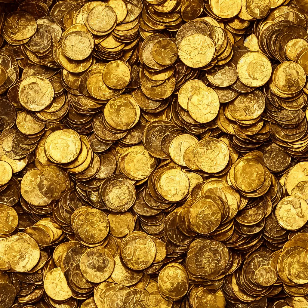 a bathtub full of golden coins, full view, product | Stable Diffusion ...