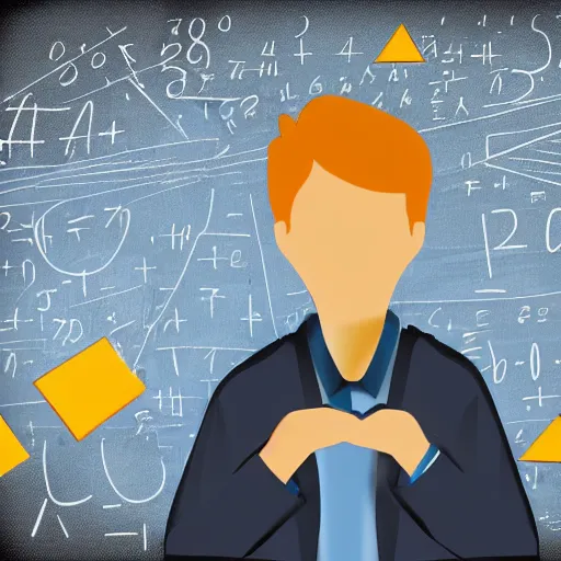 Prompt: an abstract visual of a man solving a complicated math problem