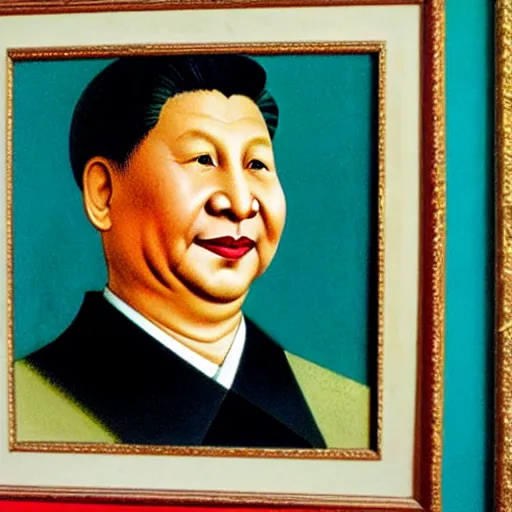 Image similar to Xi JinPing smiling portrait by Grant Wood.