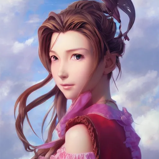 Image similar to aerith gainsborough by Stanley Artgerm Lau, WLOP, Rossdraws, James Jean, Andrei Riabovitchev, Marc Simonetti