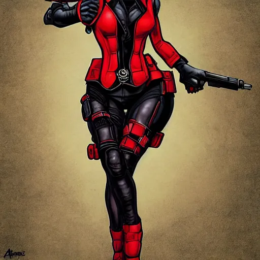 Image similar to the baroness with guns by adam hughs