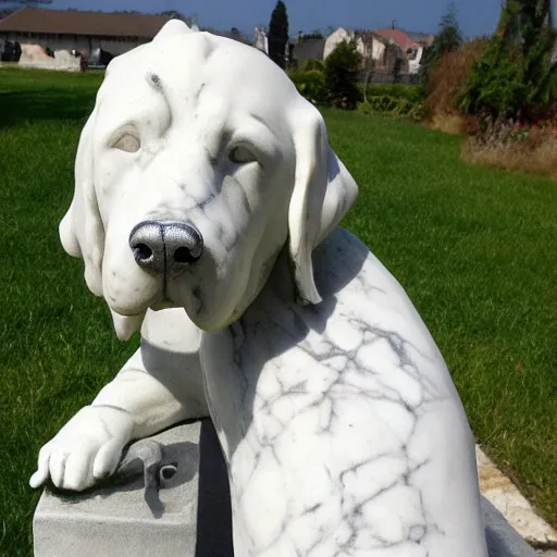 Image similar to marble statue of a dog