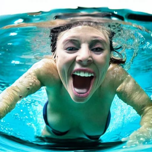 Image similar to photo of a tiny woman swimming inside a person\'s cavernous mouth