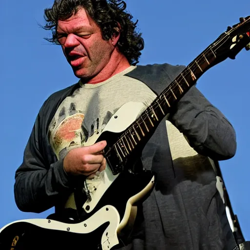 Image similar to dean ween guitar face, enormous mouth 1 meter in diameter