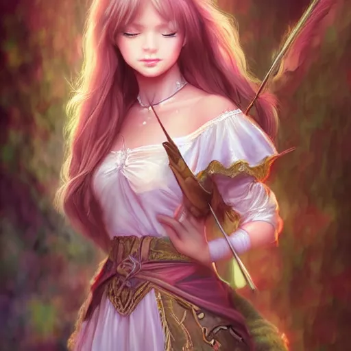 Image similar to fantasy princess girl art drawn in art style of WLOP full HD 4K highest quality realistic beautiful gorgeous natural WLOP artist