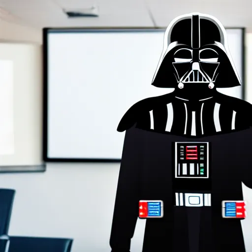 Image similar to photo of darth vader giving presentation in business meeting