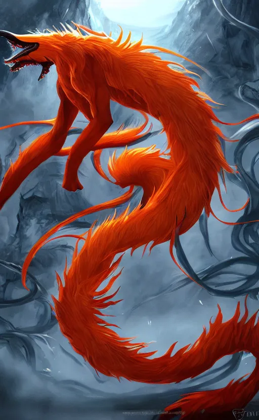 Prompt: venom as the nine tailed fox, kurama, dynamic lighting, photorealistic dark fantasy concept art, trending on art station, stunning visuals, creative, cinematic, ultra detailed