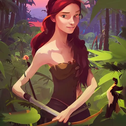 Prompt: painting forest nymph treasure on sea of thieves game avatar hero smooth face median photoshop filter cutout vector, behance hd by jesper ejsing, by rhads, makoto shinkai and lois van baarle, ilya kuvshinov, rossdraws global illumination