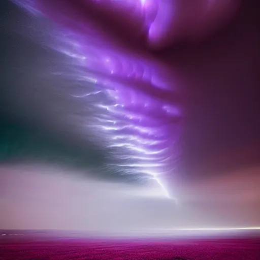 Image similar to amazing photo of a purple tornado in the sky by marc adamus, beautiful dramatic lighting