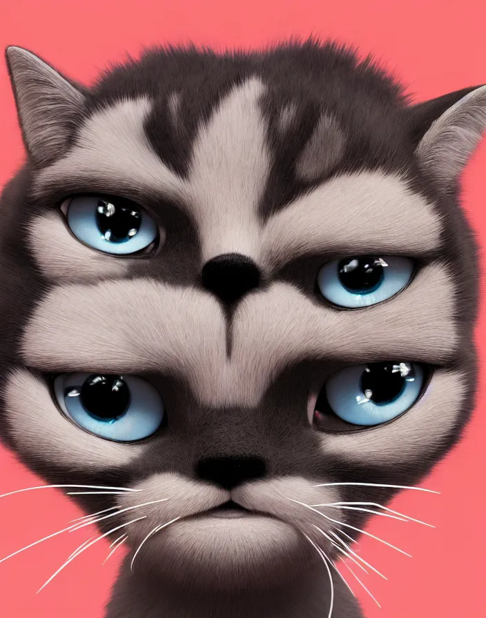 super cute but angry cat, portrait, face symmetry