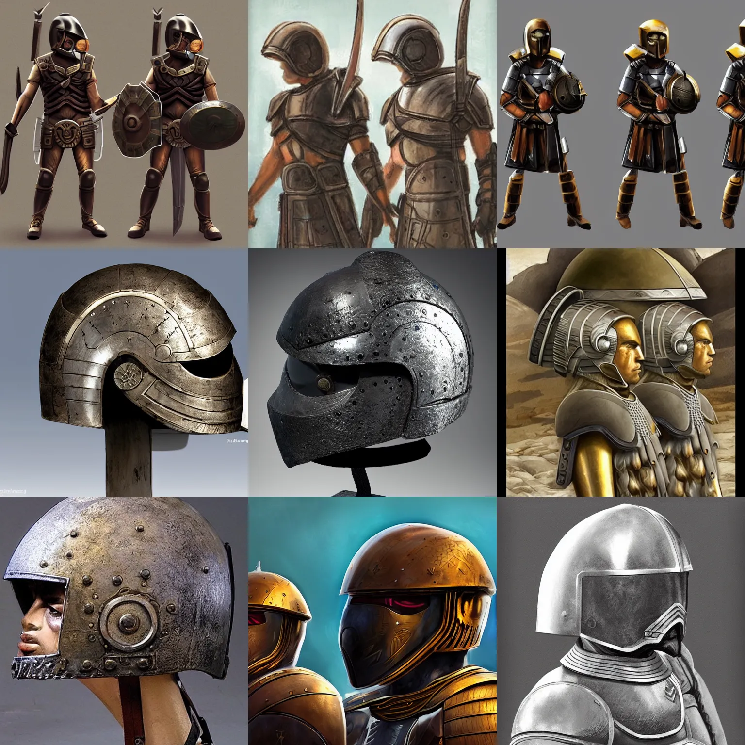 Prompt: hoplites in modern world, futuristic, helmets