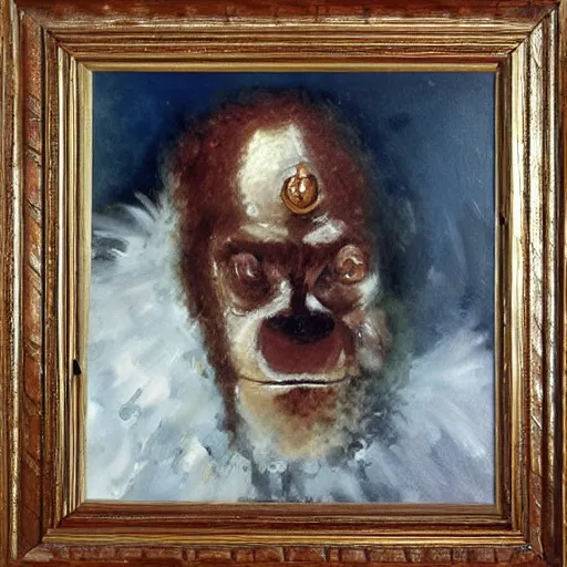 Image similar to An exquisite oil painting of a orangutan dressed like Napoleon
