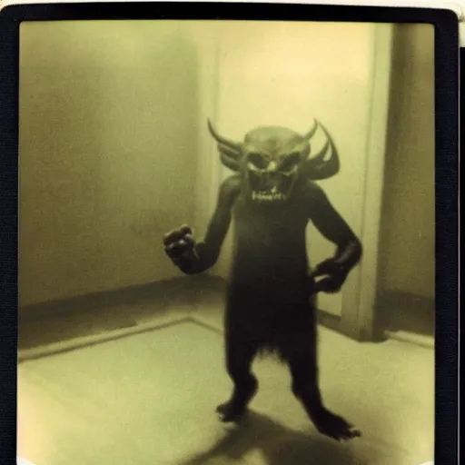 Prompt: old polaroid of a demon apearing in a dark spot of a room