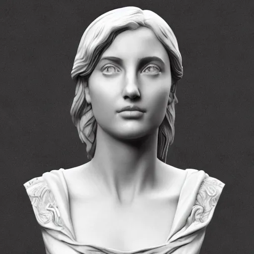 Image similar to a marble bust of actress Ana de Armas, made of Carrara marble, extremely detailed, 8K render, unreal engine, octane render, intricate, CGI, cgsociety, photograph, single subject, medium shot, shallow depth of field, by Gian Lorenzo Bernini