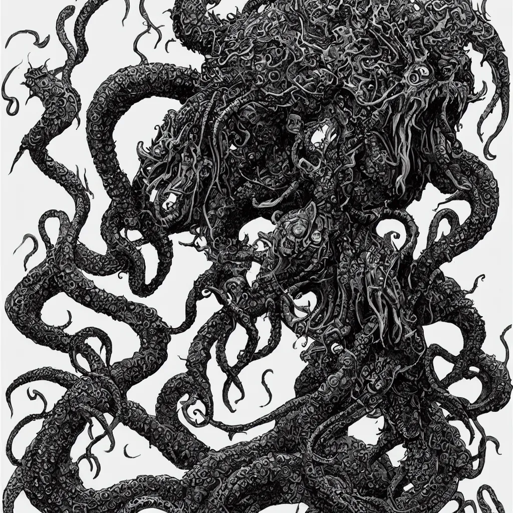 Prompt: great cthulhu, concept art, dnd