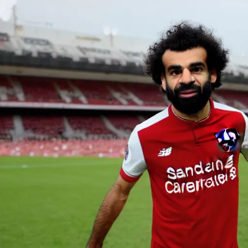 Image similar to mo salah wearing an arsenal football top