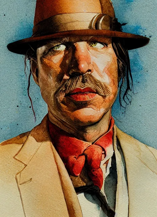 Prompt: portrait, Val Kilmer as Doc Holiday, watercolor, dramatic lighting, cinematic, establishing shot, extremely high detail, foto realistic, cinematic lighting, pen and ink, intricate line drawings, by Yoshitaka Amano, Ruan Jia, Kentaro Miura, Artgerm, post processed, concept art, artstation, matte painting, style by eddie mendoza, raphael lacoste, alex ross