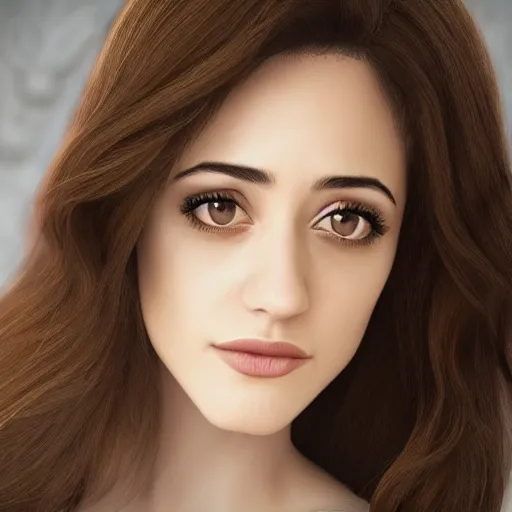 Image similar to algerian Emmy Rossum, realistic, photo studio, HDR, 8k, trending on artstation