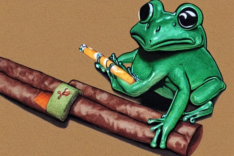 Image similar to frog smoking a cigar