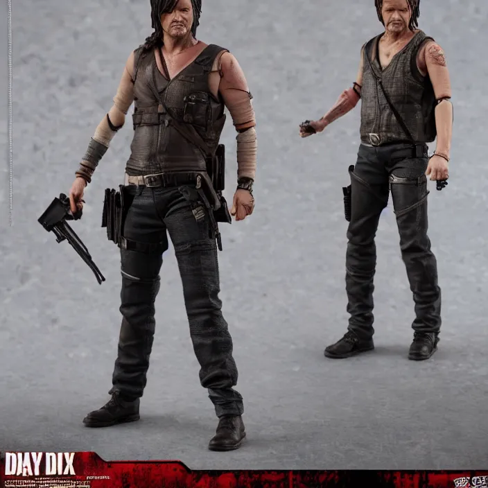 Image similar to a hot toys figure of daryl dixon, figurine, detailed product photo