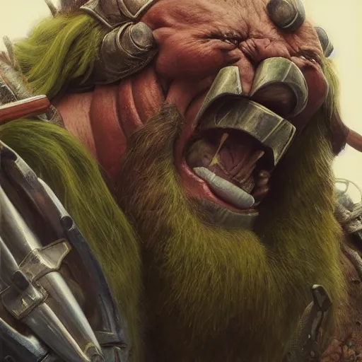 Image similar to upper body portrait of a heavily armoured hulking herculean chiseled john candy as a fantasy barbarian pirate orc ork, sunrays, cinematic lighting, photorealistic, octane render, 8 k, depth of field, 3 d, art by artgerm and greg rutkowski and alphonse mucha and uang guangjian and gil elvgren and sachin ten