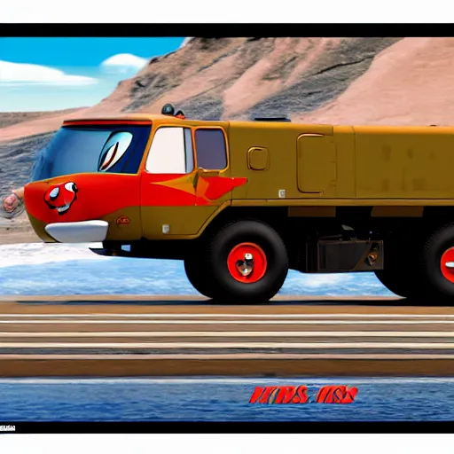 Image similar to HIMARS as Cars Pixar movie, detailed