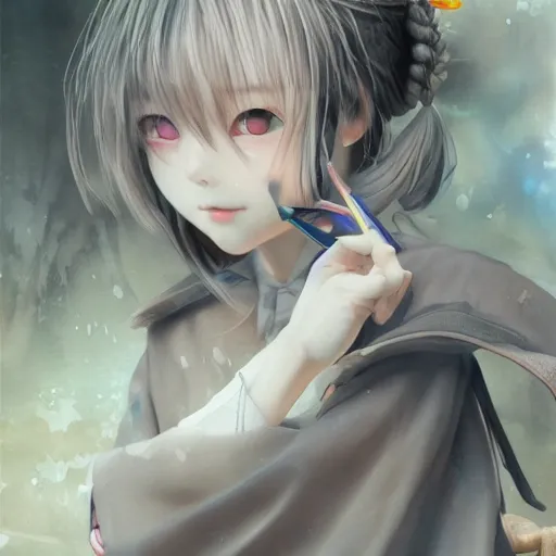 Image similar to dynamic composition, motion, ultra-detailed, amazing details, colorful and grayish palette, HD semirealistic anime CG concept art digital painting, watercolor oil painting of a Japanese schoolgirl, by a Chinese artist at ArtStation, by Huang Guangjian, Fenghua Zhong, Ruan Jia, Xin Jin and Wei Chang. Realistic artwork of a Chinese videogame, gradients, gentle an harmonic grayish colors.