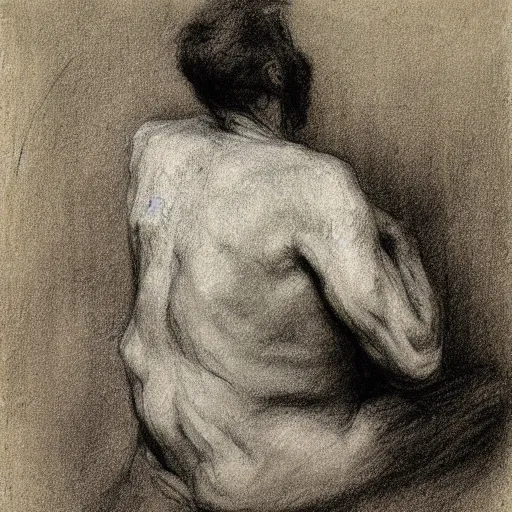 Prompt: drawing sketch of a dying man, by Ilya Repin, charcoal, chalk, russian academic, detailed, spontaneous linework