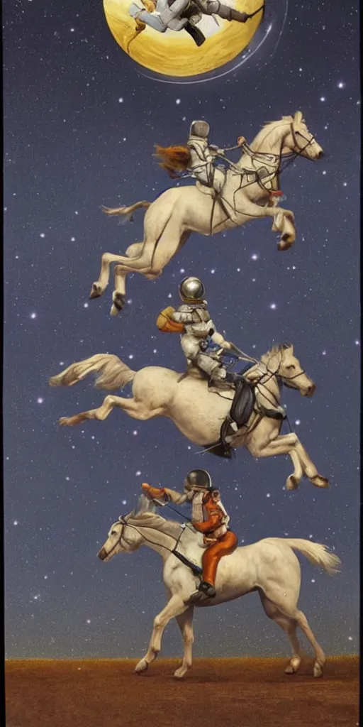 Image similar to astronaut riding horse, upside down mirror