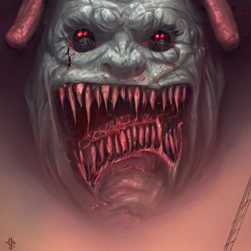 Image similar to terrifying monster, horror, illustration, hd, concept art, trending on artstation