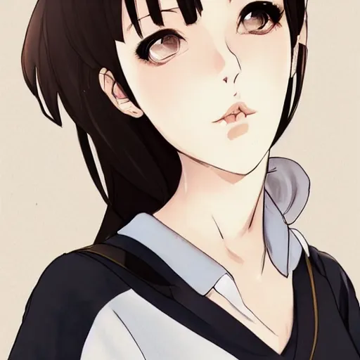 Prompt: portrait of a girl with short brown hair, wearing a white blouse and black choker, smoking a cigarette, drawn by WLOP, by Avetetsuya Studios, attractive character, colored sketch anime manga panel, unsaturated, dull colors, trending on Artstation