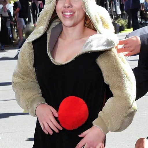 Image similar to scarlett johansson wearing a hamster costume