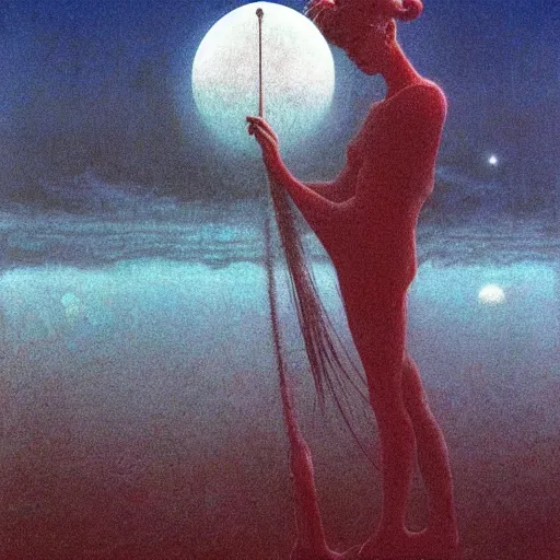 Prompt: Sailor Moon by Beksinski