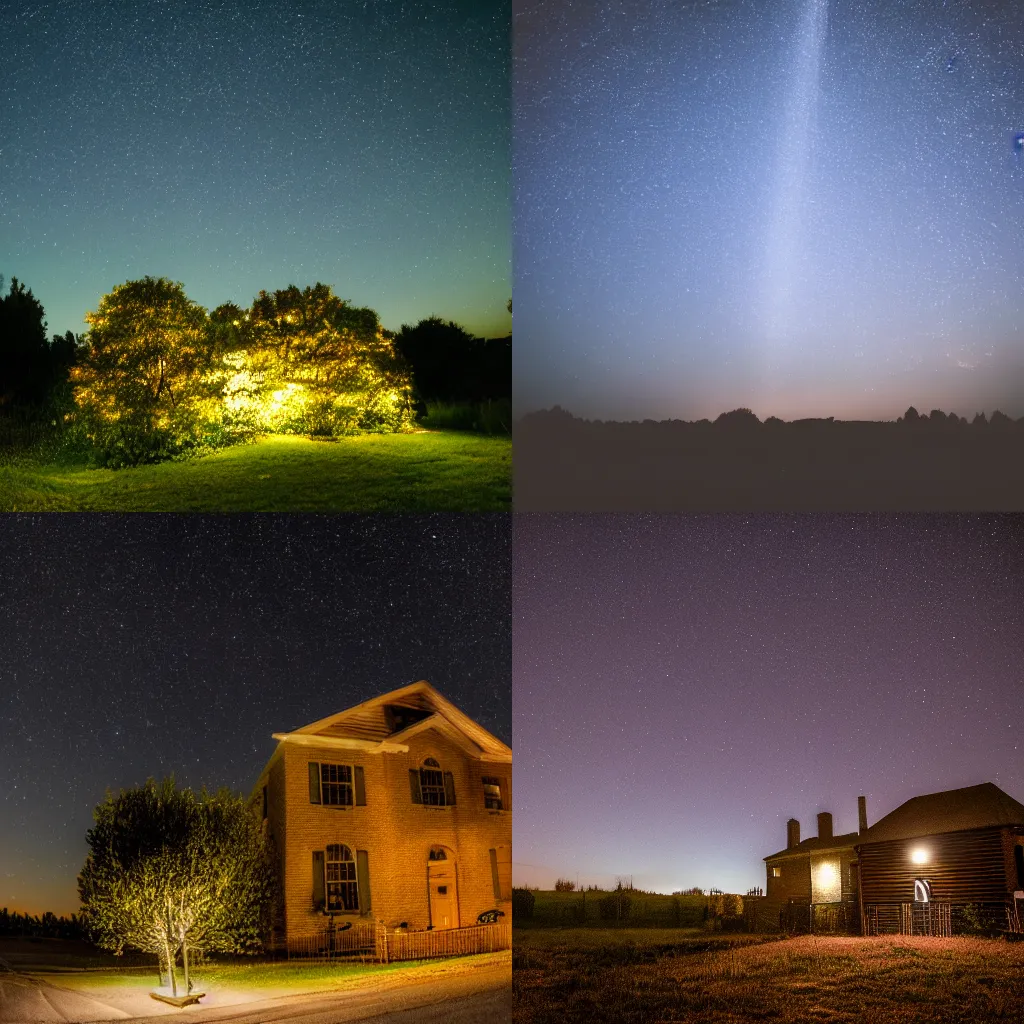 Prompt: a night shot with bulb exposure of the sky