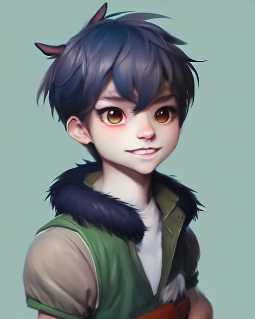 Image similar to character concept art of a cute young male anthropomorphic furry | | cute - fine - face, pretty face, key visual, realistic shaded perfect face, fine details by stanley artgerm lau, wlop, rossdraws, james jean, andrei riabovitchev, marc simonetti, and sakimichan, trending on artstation