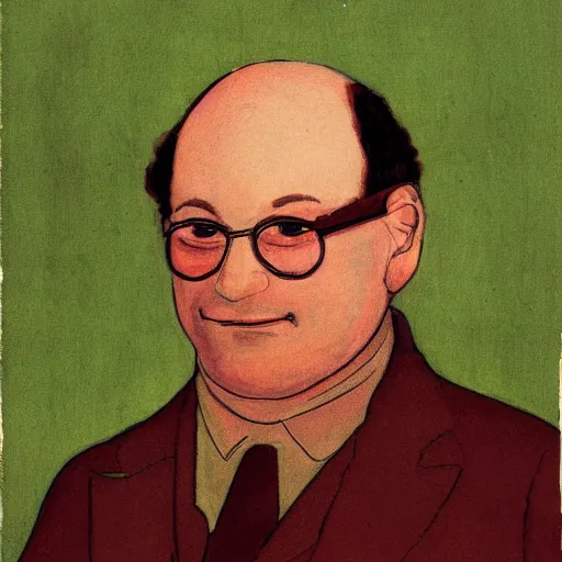 Prompt: george costanza, portrait, by henry darger