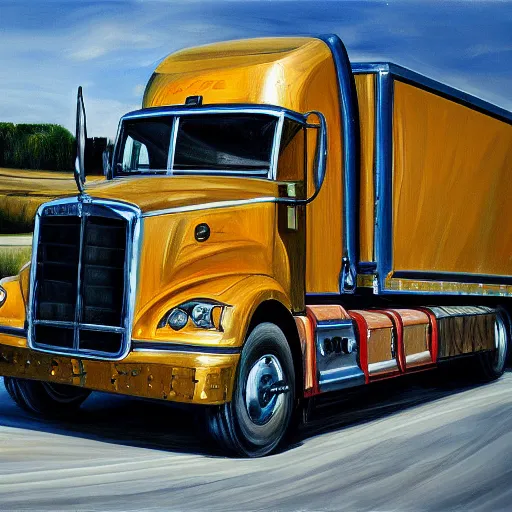 Image similar to high quality high detail painting by lucian freud, hd, truck driver behind the wheel, photorealistic lighting