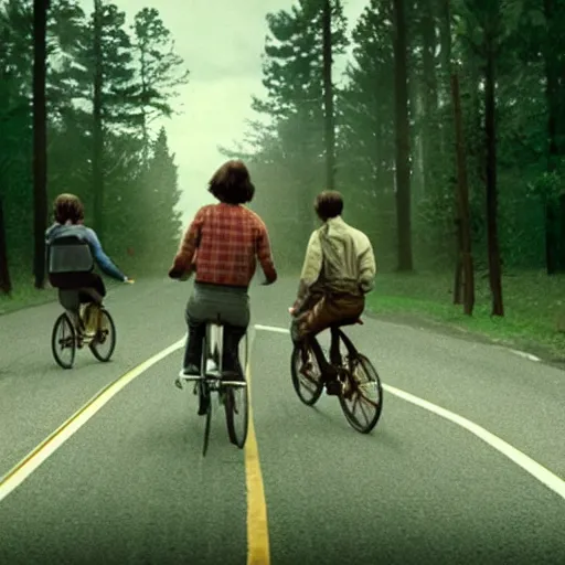 Prompt: a blurry still from stranger things