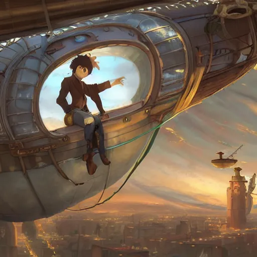 Image similar to a boy and a girl in a steam punk airship. By Makoto Shinkai, Stanley Artgerm Lau, WLOP, Rossdraws, James Jean, Andrei Riabovitchev, Marc Simonetti, krenz cushart, Sakimichan, trending on ArtStation, digital art.