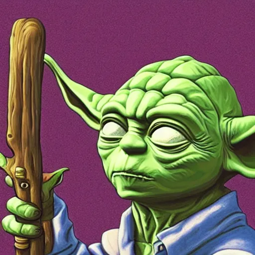 Prompt: Yoda by Jeffrey Smith and Erin Hanson and Chad Knight