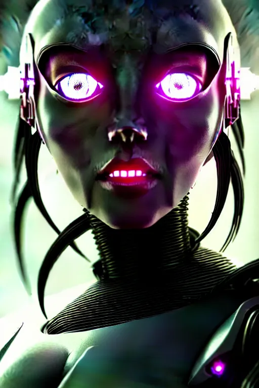 Image similar to ultra detailed, closeup photo of female android, cyborg, humanoid, gothic, ethereal, flowerpunk, scifi, fantasy, cyberpunk, octane render, megalopolis, unreal engine, asymmetrical!!!, photorealistic concept art, triadic color, art by artgerm and wlop and giger and greg rutkowski and alphonse mucha, 8 k