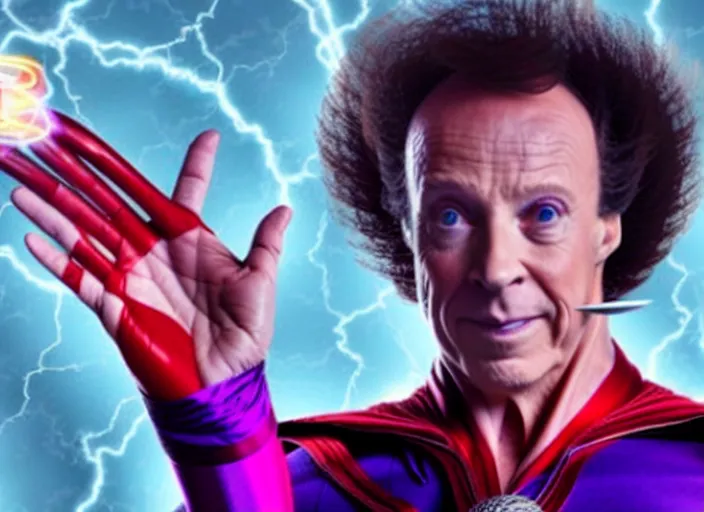 Prompt: film still of richard simmons as dr strange using magic in multiverse of madness, 8 k