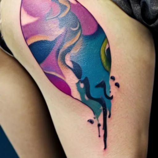 Image similar to a tattoo inspired aurora aksnes, abstract, pritty.